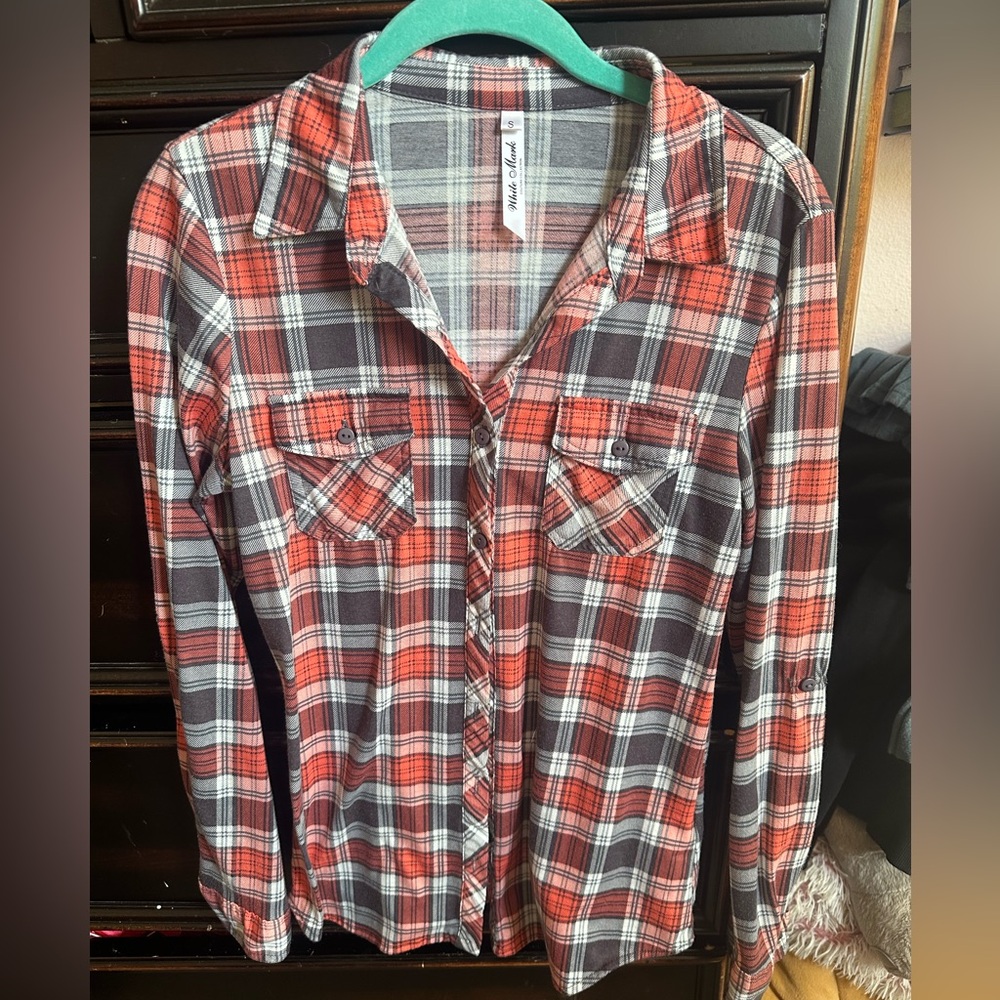 Lightweight Pink/Orange/Gray Flannel - W Small